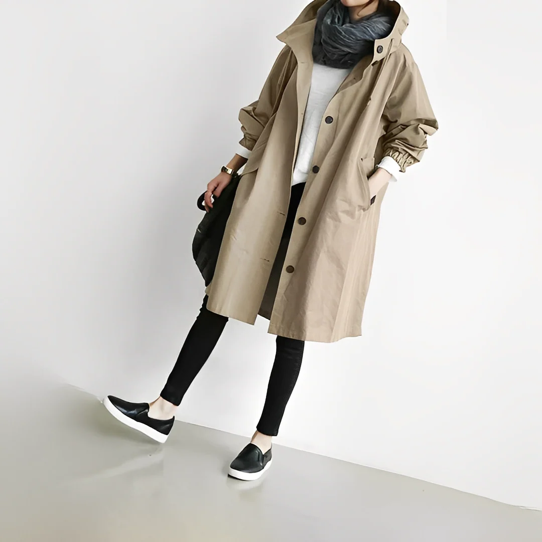 Kyla - Trench-coat confortable à capuche pour femmes – Image 6