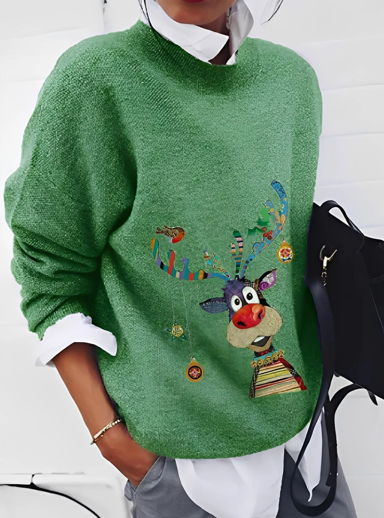 Milly - Pull tendance, coupe large avec motif pour femmes – Image 4