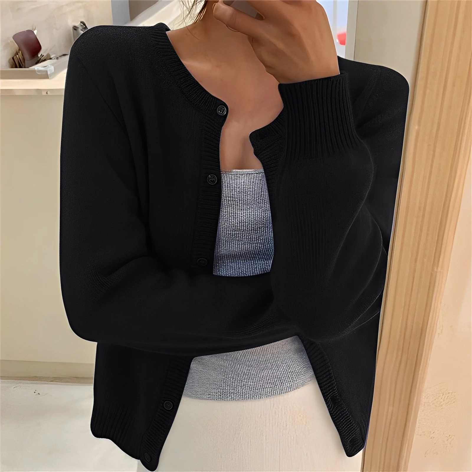 Jaqueline - Cardigan en tricot élégant et basique pour femmes – Image 8