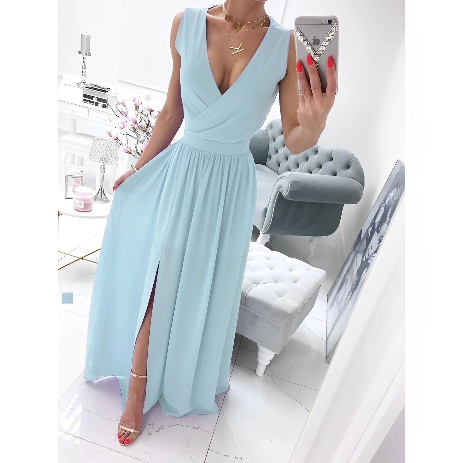 Robe en lin pour femmes, sans manches – Image 2