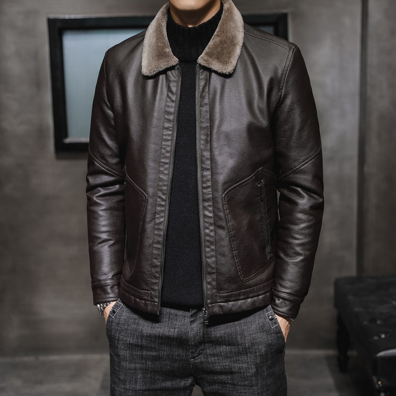 Ben - Blouson motard vintage en cuir chaud pour hommes – Image 2