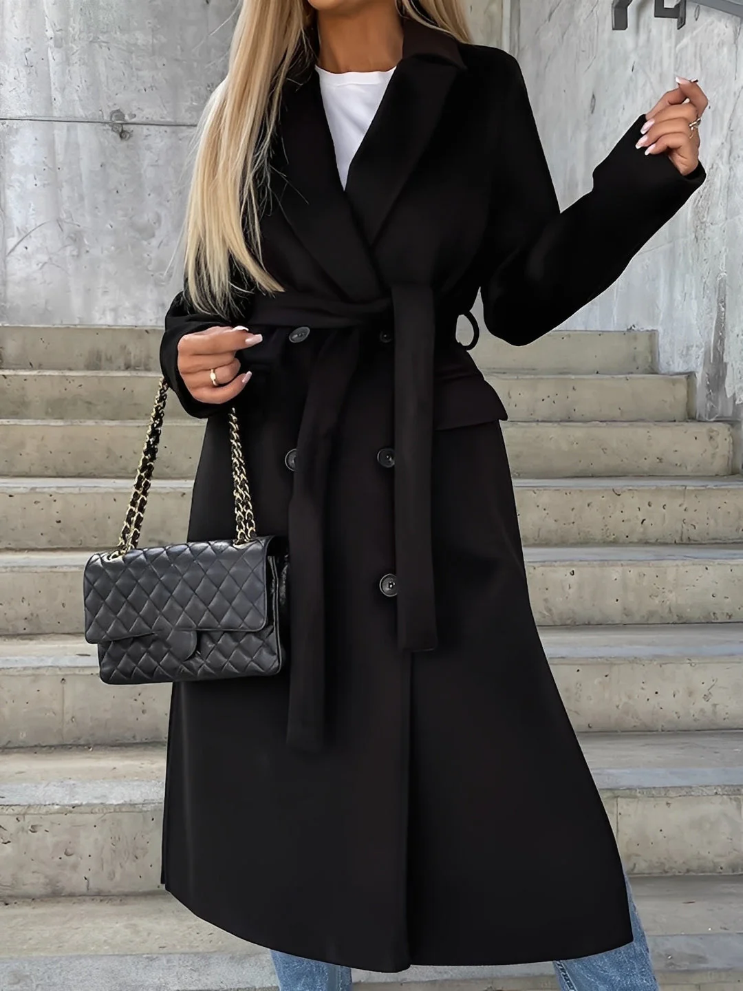 Evelyn - Manteau croisé chic avec long col pour femmes – Image 3