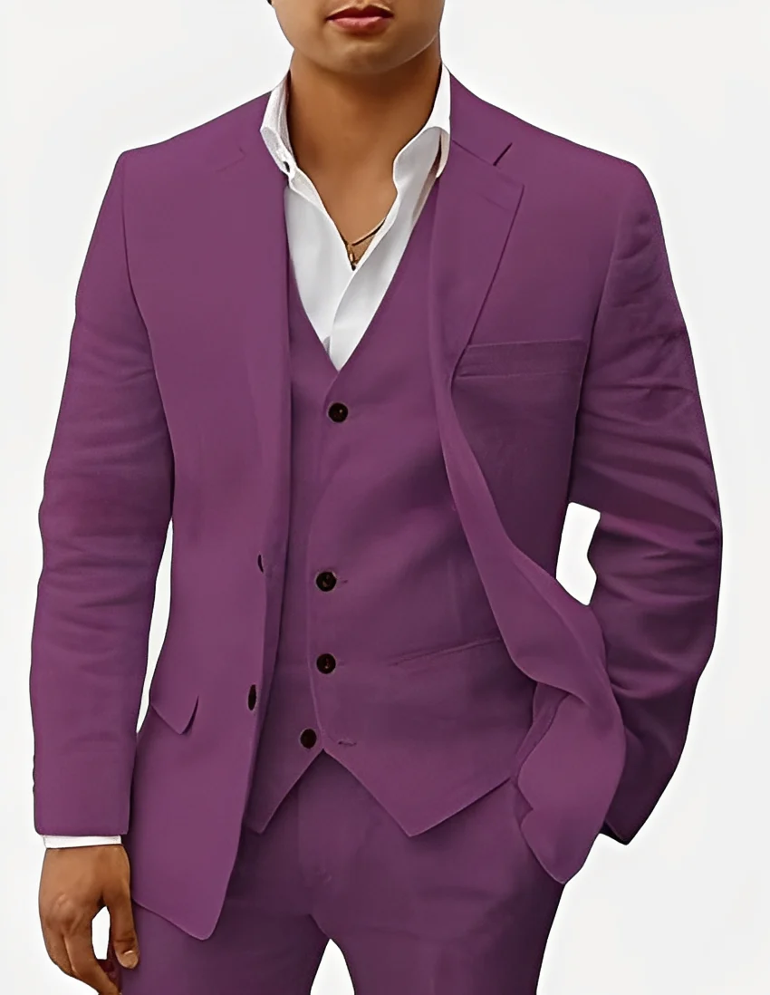 Beckham - Ensemble chic en lin pour hommes, trois pièces – Image 7