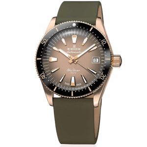 MONTRE EDOX SKYDIVER DATE AUTOMATIQUE ÉDITION LIMITÉE MARRON