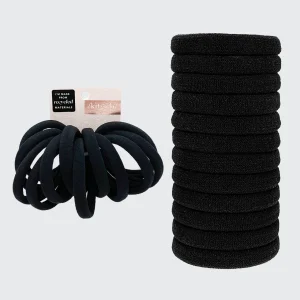 Recycled Nylon Medium Hair Elastics 12pc Set - Black
