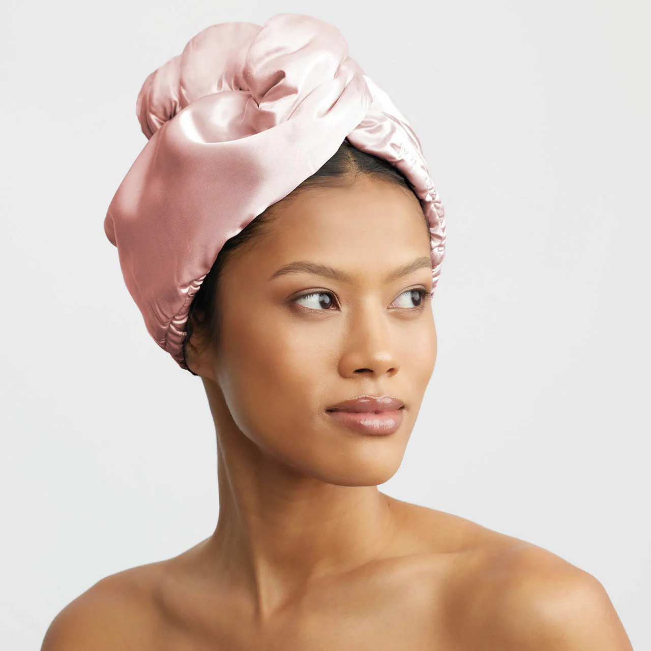 Blush Satin Wrapped Hair Towel – Image 2