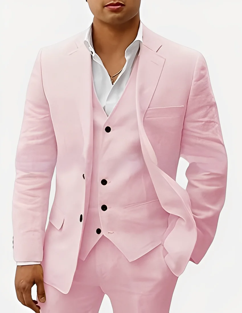 Beckham - Ensemble chic en lin pour hommes, trois pièces