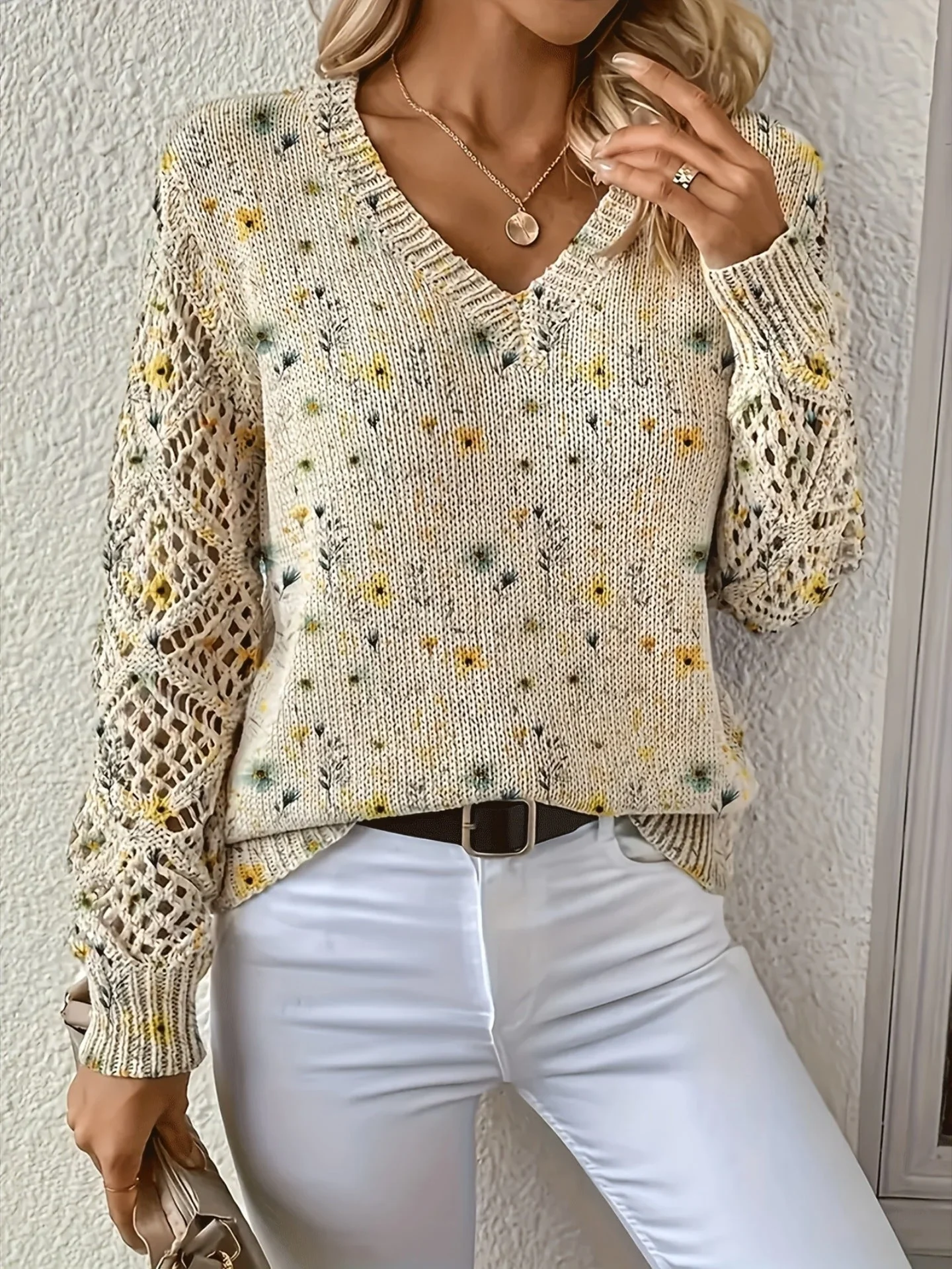Ashtyn - Pull chic avec motif floral pour femmes