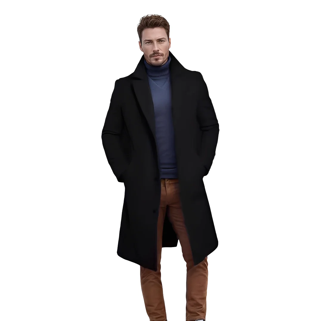 Evans - Manteau classique mi-long en laine pour homme – Image 4