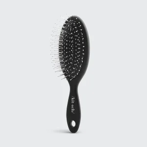 Recycled Plastic Metal Bristle Mini Travel Hair Brush - Black