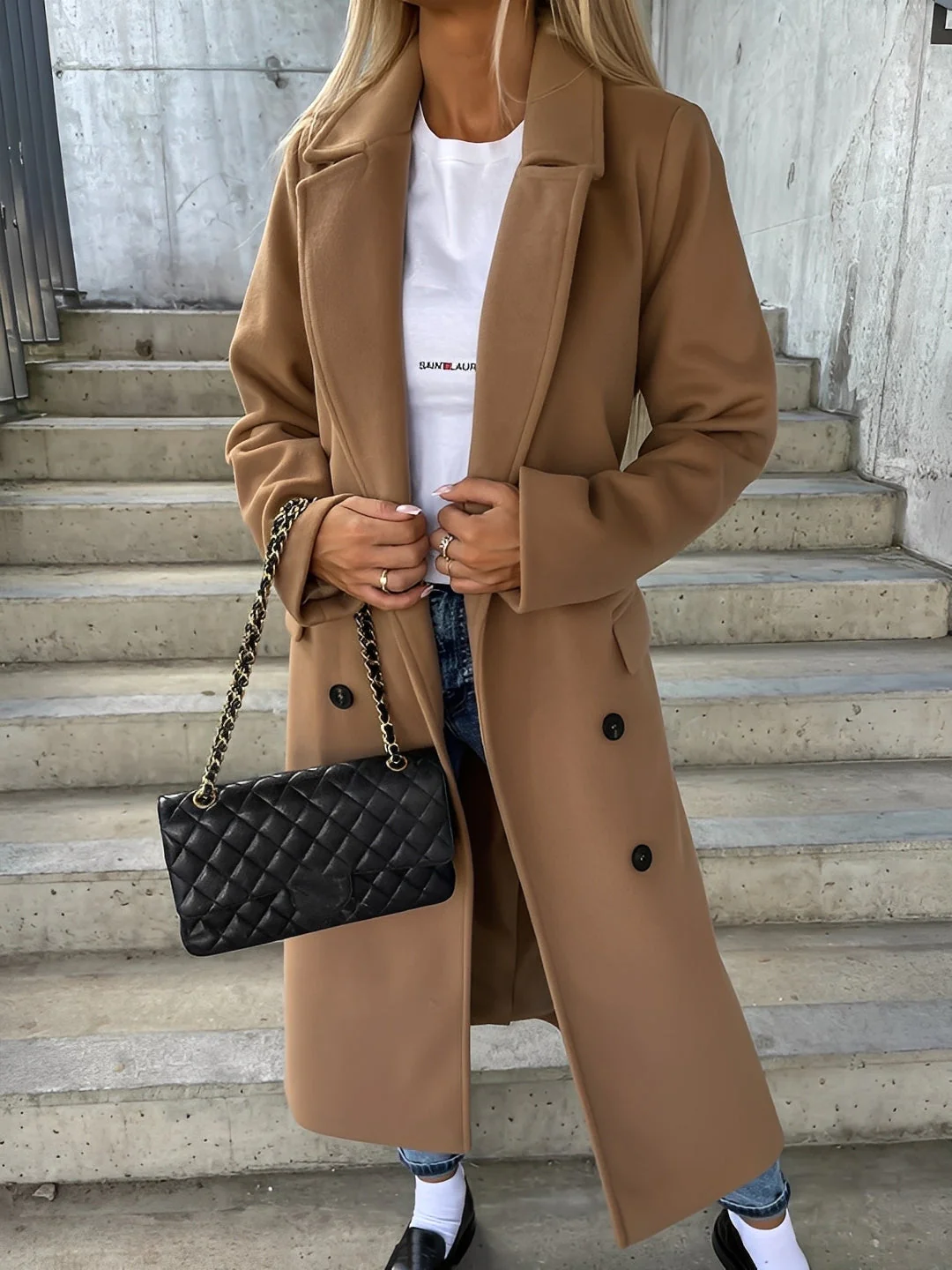 Evelyn - Manteau croisé chic avec long col pour femmes – Image 2