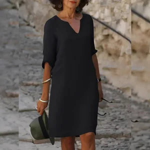 Guilaine - Robe élégante à col en V pour femmes