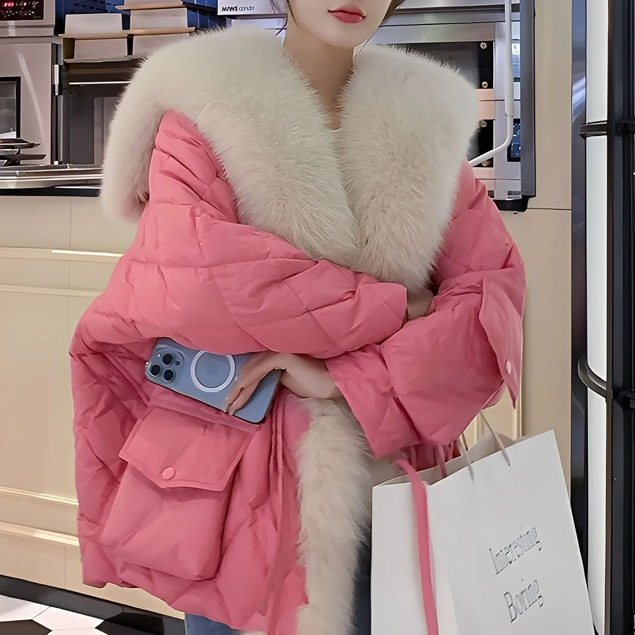 Marjorie - Manteau chaud avec col en fourrure pour femmes – Image 2