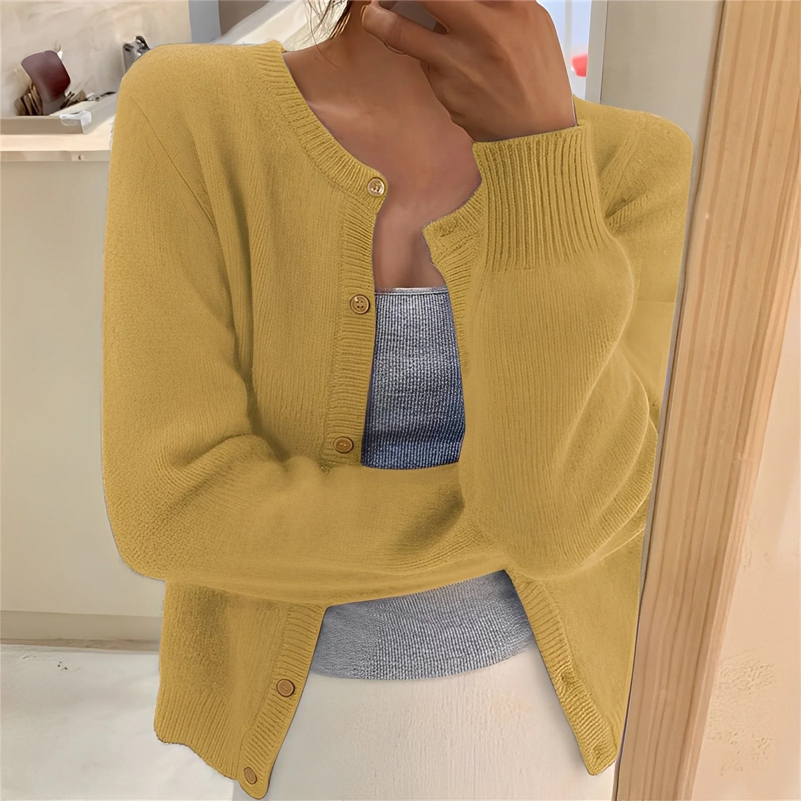 Jaqueline - Cardigan en tricot élégant et basique pour femmes – Image 2