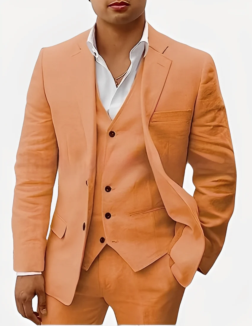 Beckham - Ensemble chic en lin pour hommes, trois pièces – Image 2