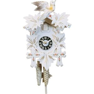 COUCOU OISEAU BOIS PEINT BLANC 30CM A20BL