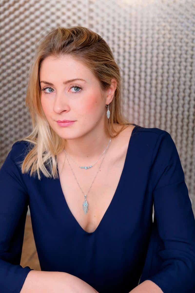 BOUCLE D’OREILLE PLUME LARIMAR – Image 2