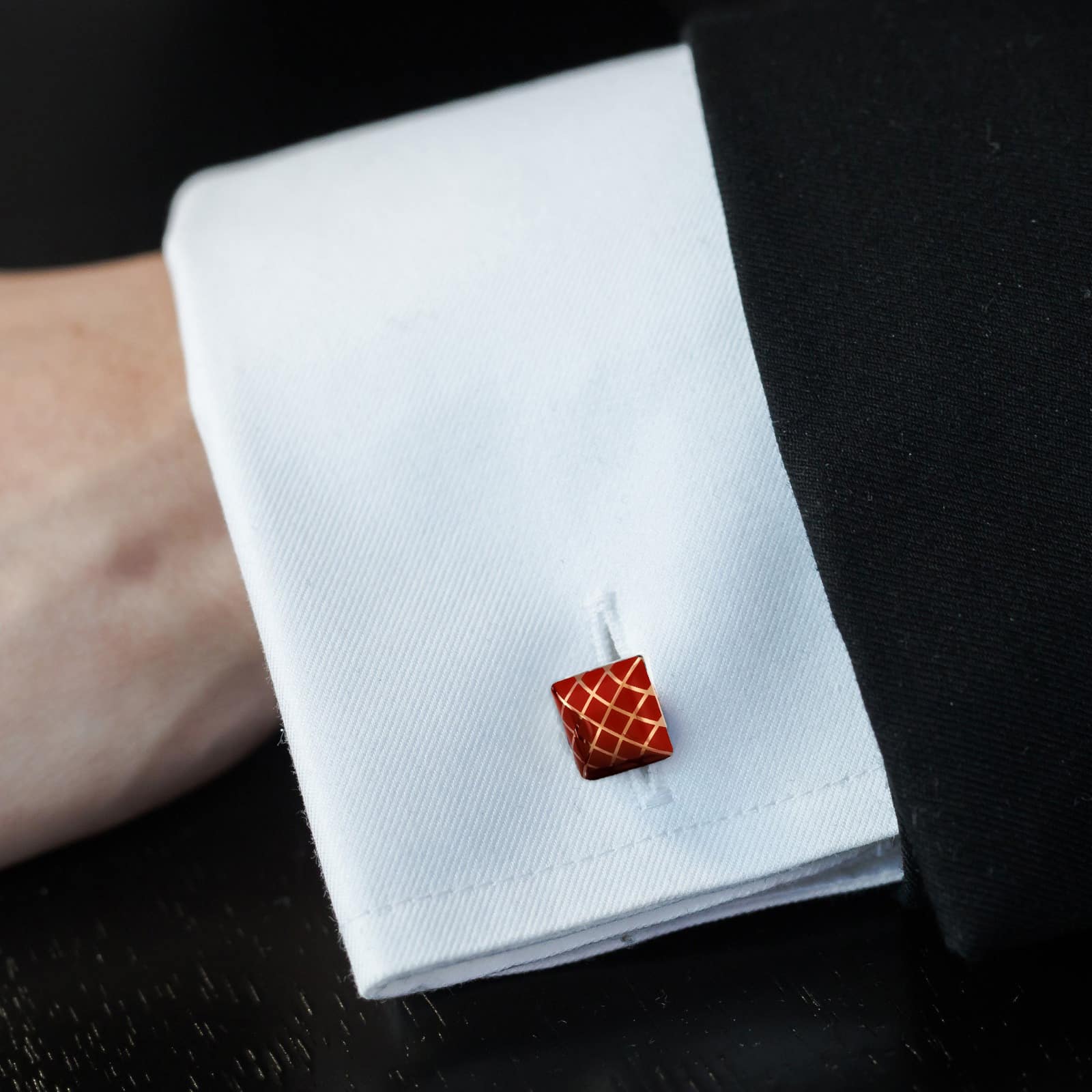 BOUTON DE MANCHETTE OR ROSE ROUGE – Image 6