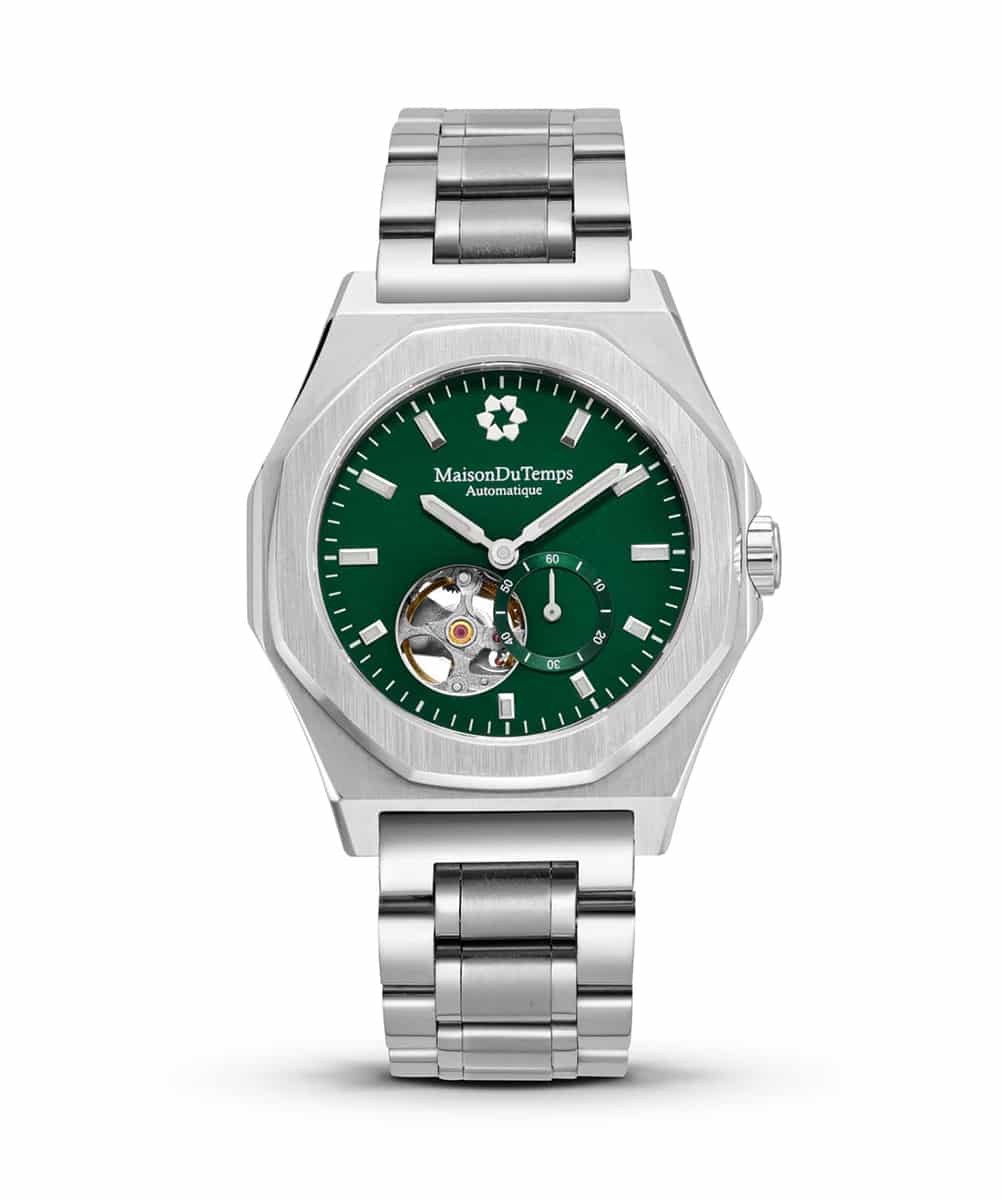 MONTRE MAISON DU TEMPS MTDELTA COEUR OUVERT VERT ACIER
