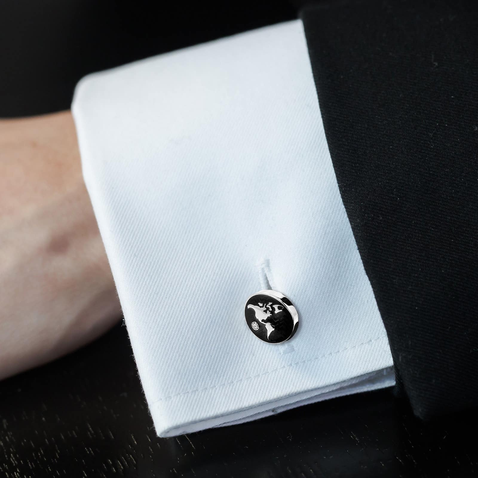 BOUTON DE MANCHETTE MAP MONDE NOIR – Image 5