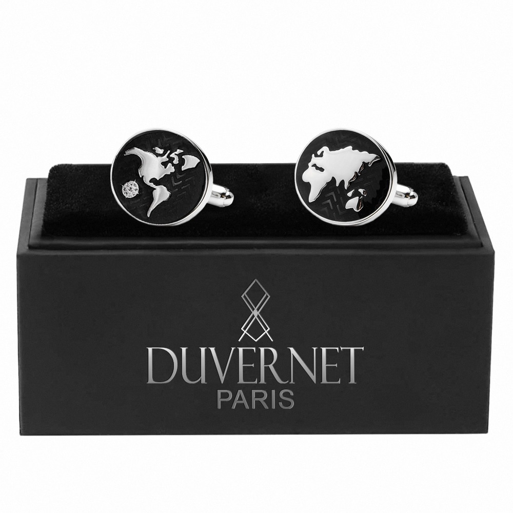BOUTON DE MANCHETTE MAP MONDE NOIR – Image 6
