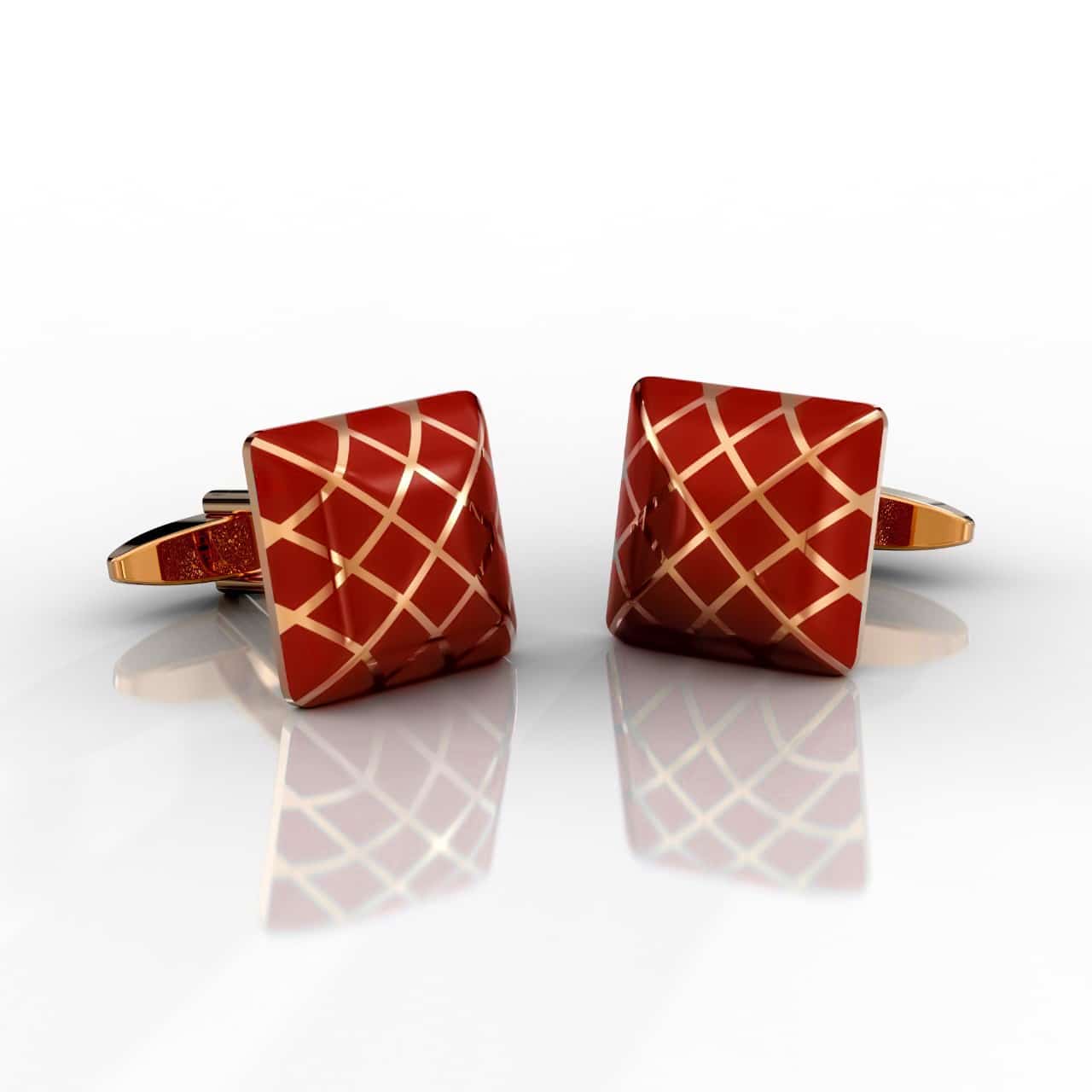 BOUTON DE MANCHETTE OR ROSE ROUGE – Image 3