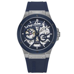 MONTRE KENNETH COLE AUTOMATIQUE SKELETON SILICONE BLEU 43MM