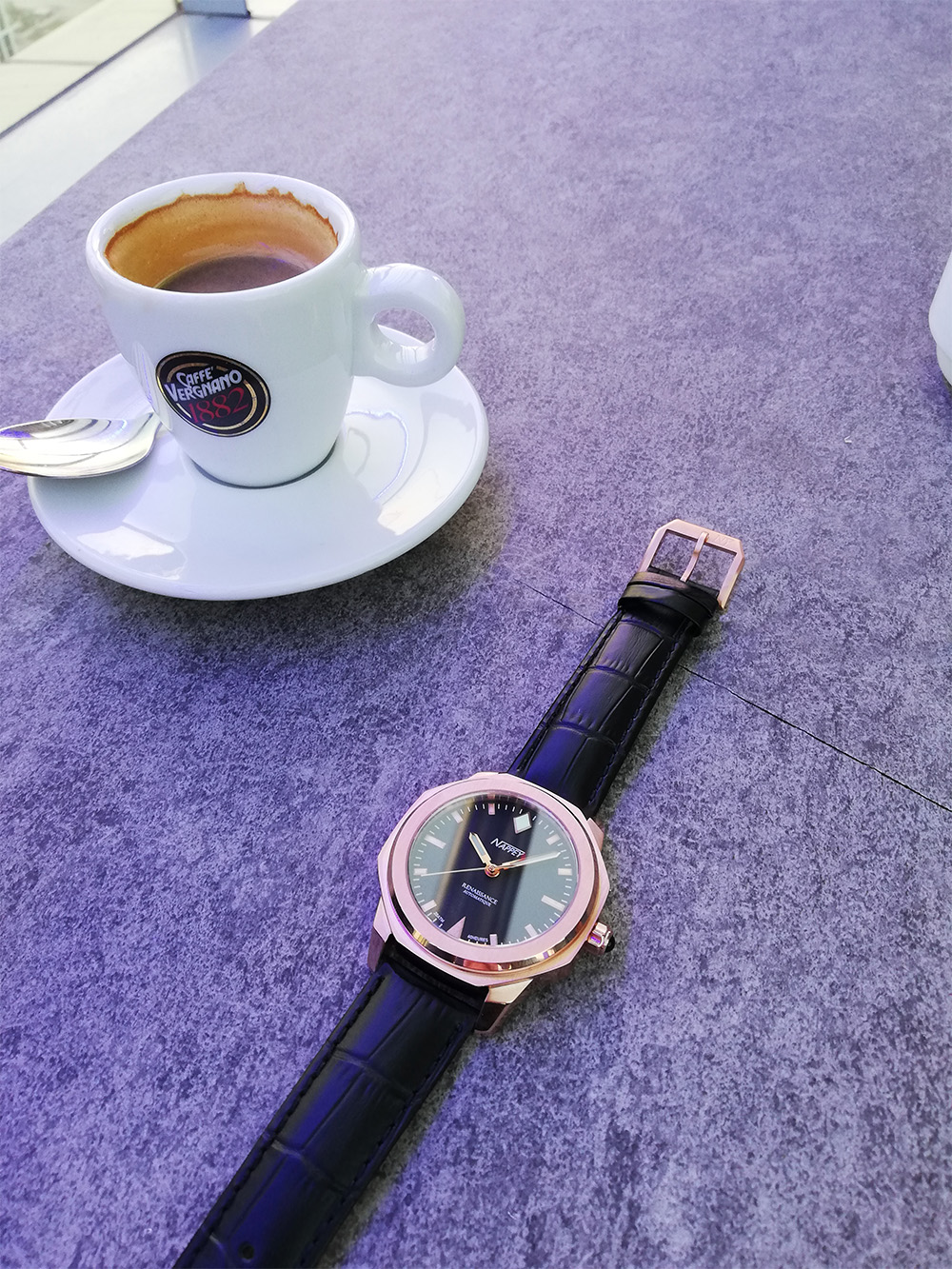 MONTRE NAPPEY RENAISSANCE ROSE GOLD AND BLACK MILANESE – Image 4