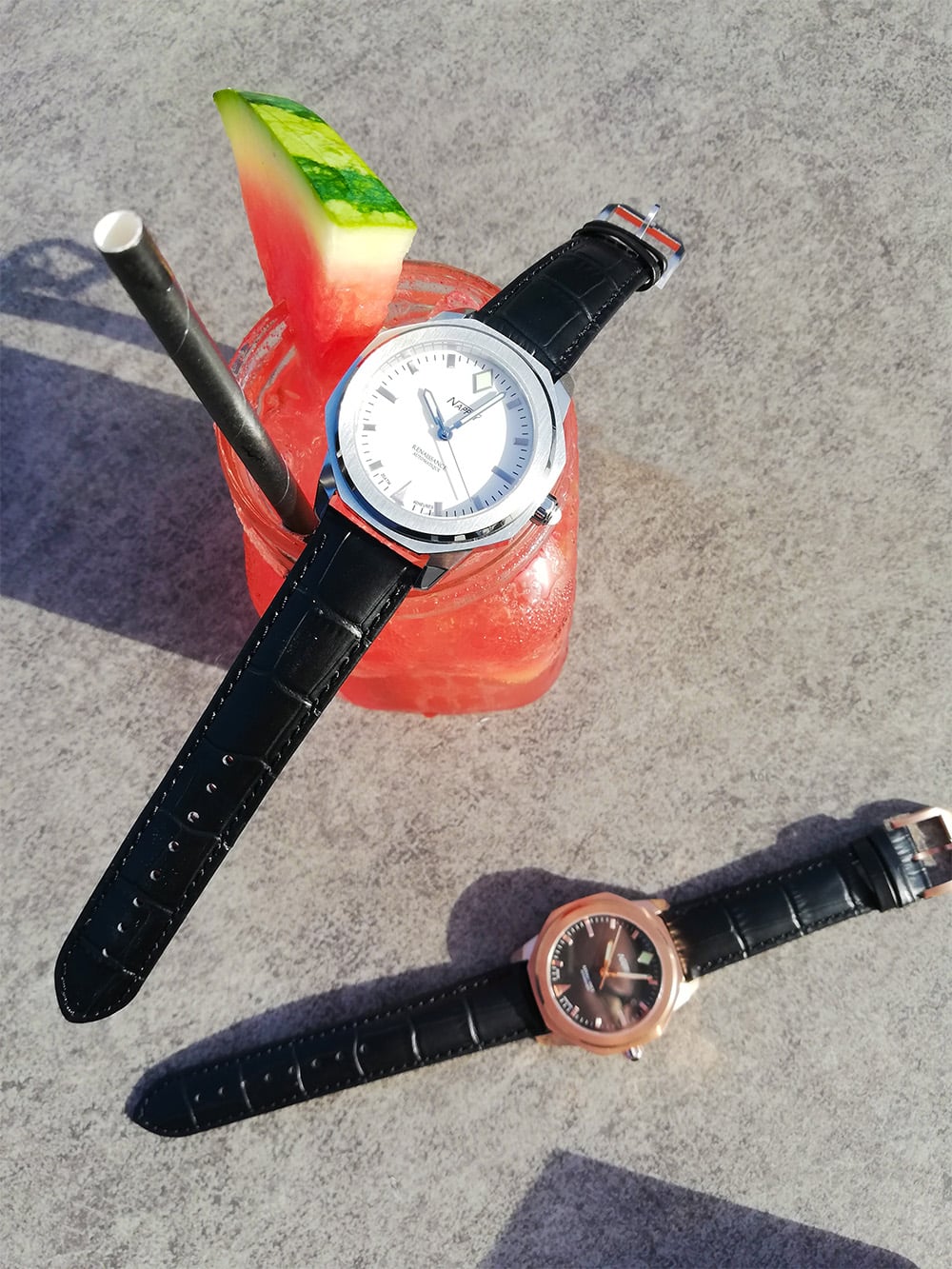 MONTRE NAPPEY RENAISSANCE ROSE GOLD AND BLACK MILANESE – Image 3