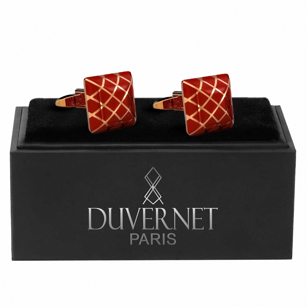 BOUTON DE MANCHETTE OR ROSE ROUGE – Image 2