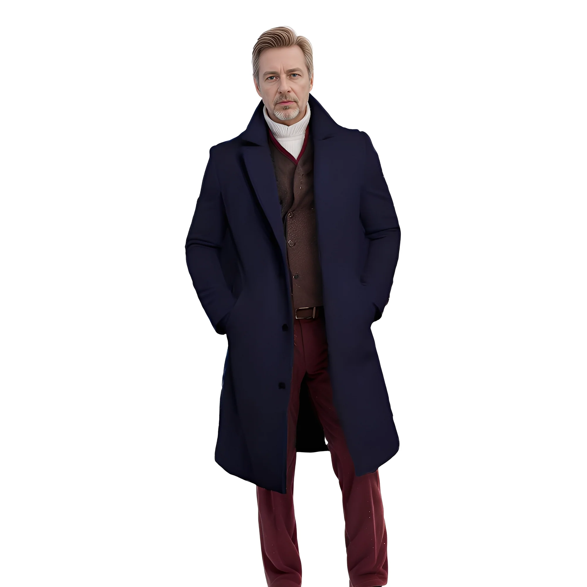 Evans - Manteau classique mi-long en laine pour homme – Image 3