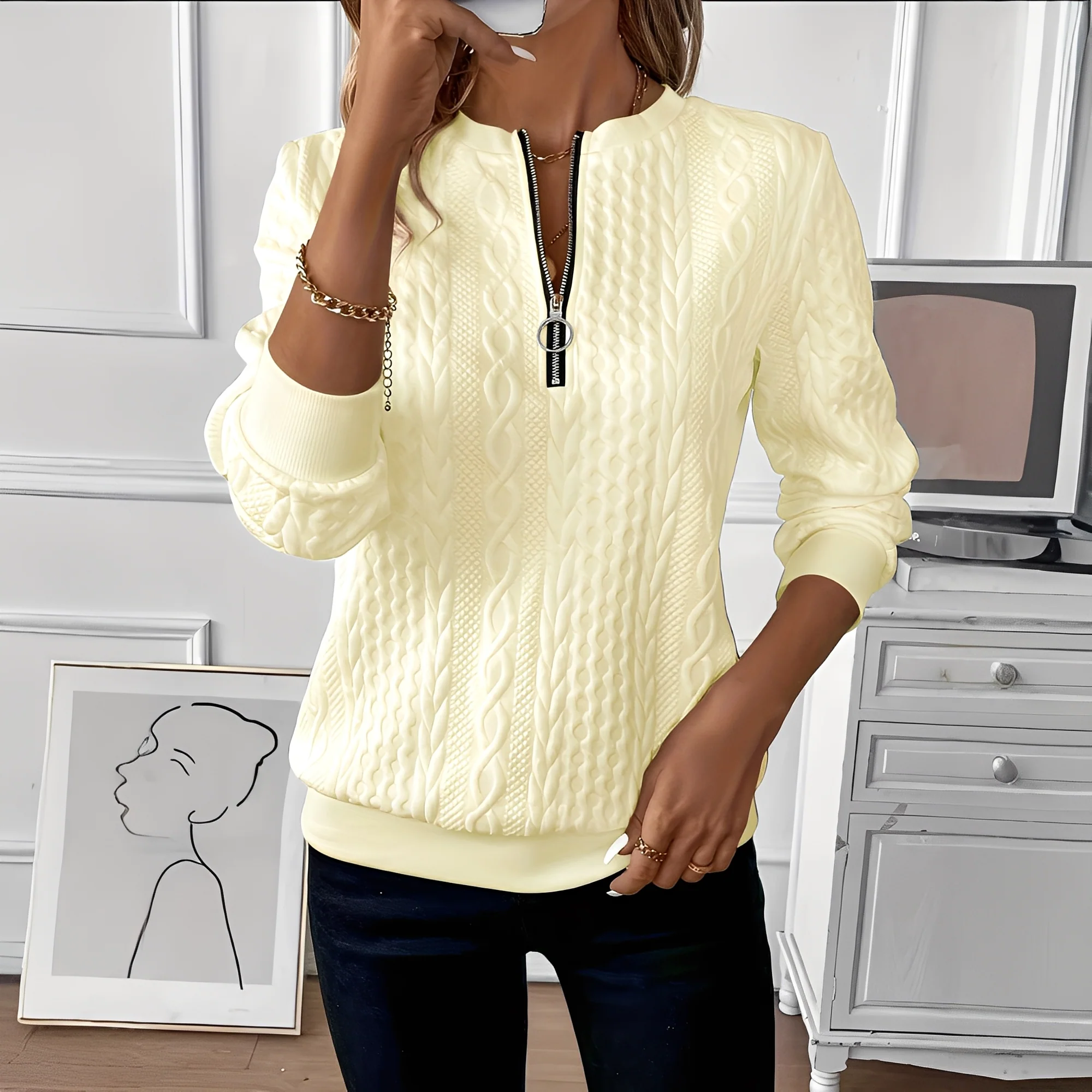 Chesley - Pull élégant en maille avec zip pour femmes