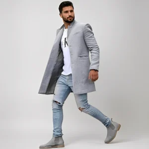 Darious - Long trench-coat chaud en laine pour homme