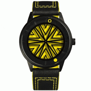 MONTRE HUMISM RHIZOME HÉLIOS JAUNE ART CINÉTIQUE