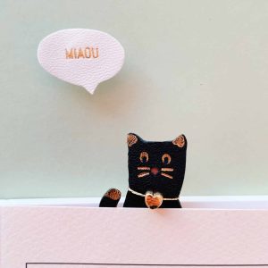 Le mimi chat – broche en cuir