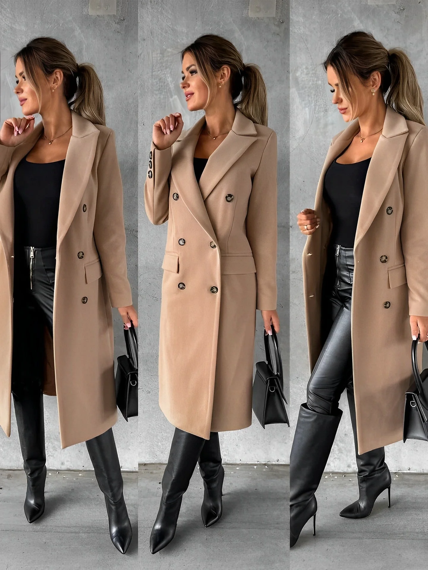 Gadie Bella - Manteau long en laine à double rangée de boutons – Image 2