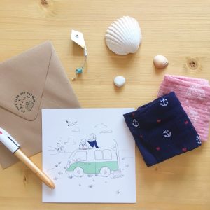 Carte postale illustrée – le combi