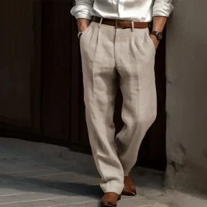 Carlos - Pantalons vintage en lin pour homme
