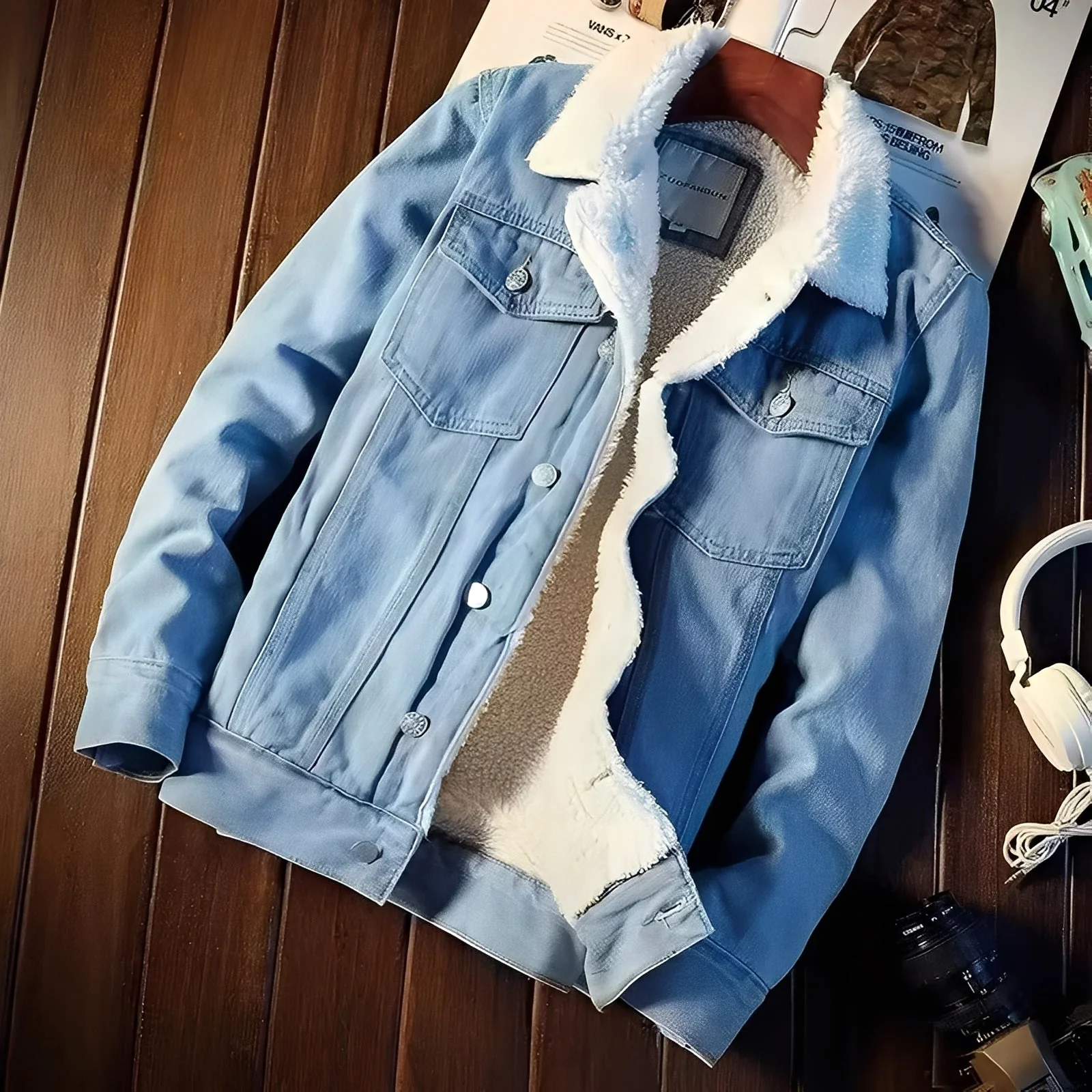Robbie - Veste Classique en Denim avec Doublure Polaire pour Hommes