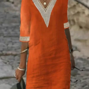 Jana - Robe avec décolleté en V et détails dentelle