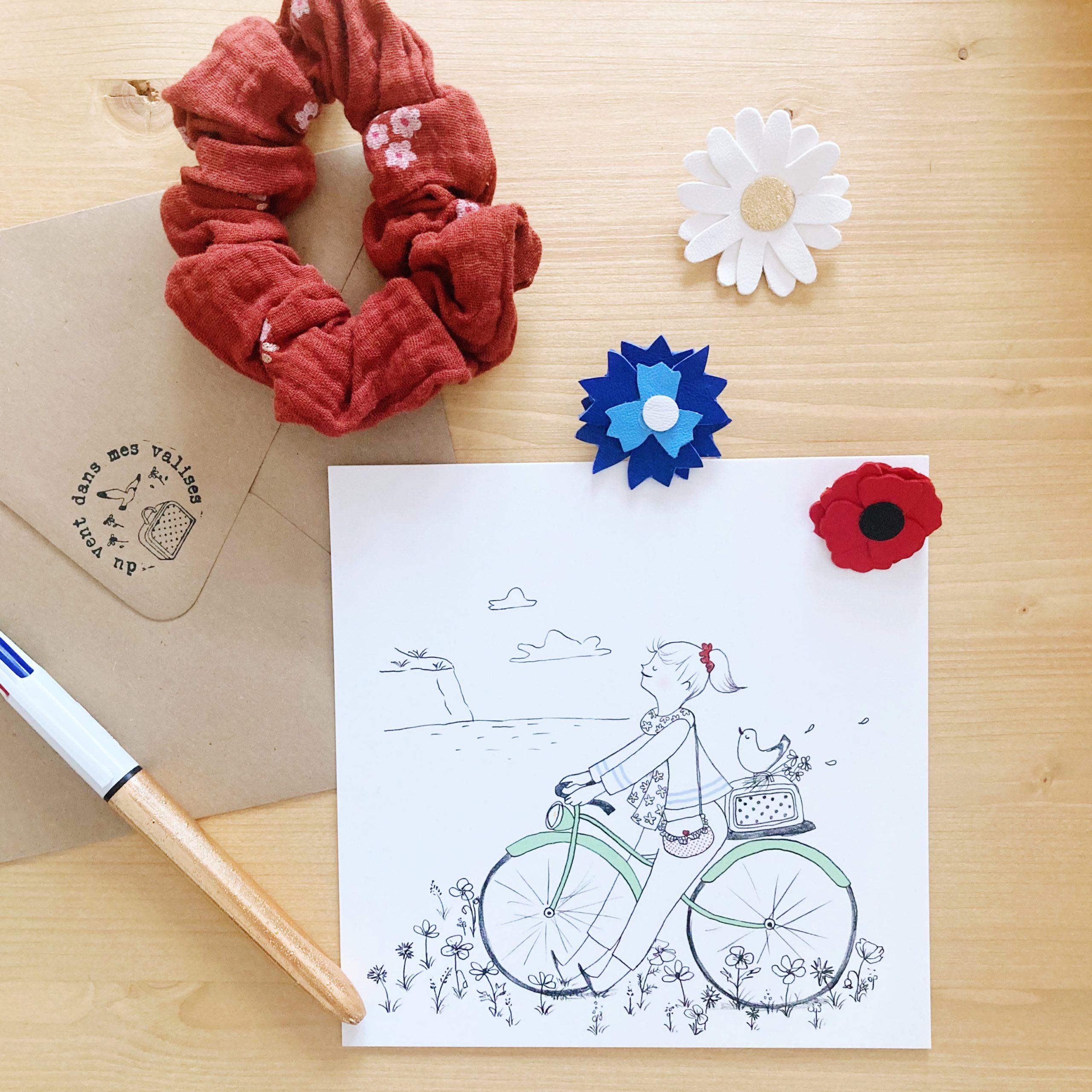 Carte postale illustrée – le vélo