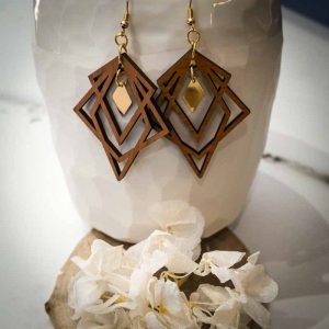 Martho – Boucles d&rsquo;oreilles en bois Rhombes