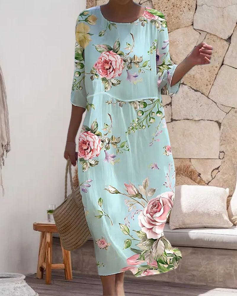 Miranda - Robe florale élégante avec couverture pour abdomen – Image 2